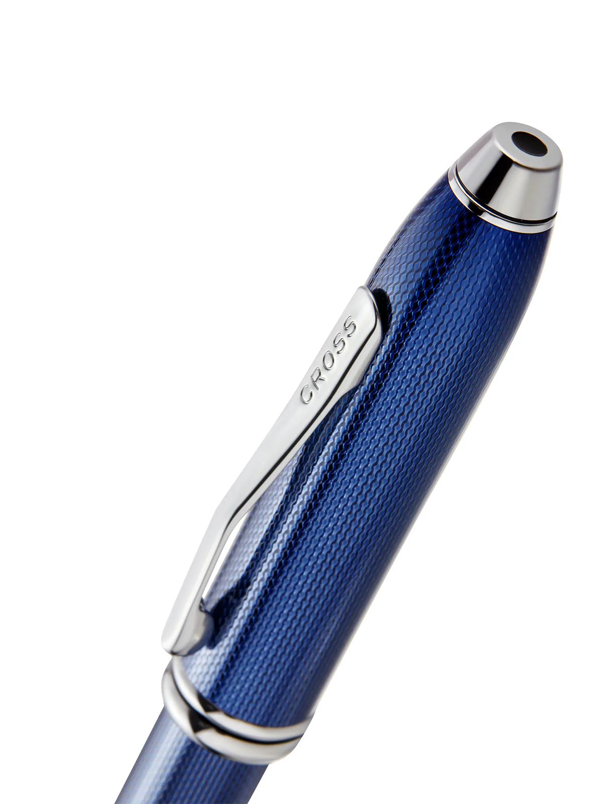 Townsend® Polished Translucent Cobalt Blue Engraved Diamond Pattern with Polished Chrome Appointments Ballpoint Pen - Image 2