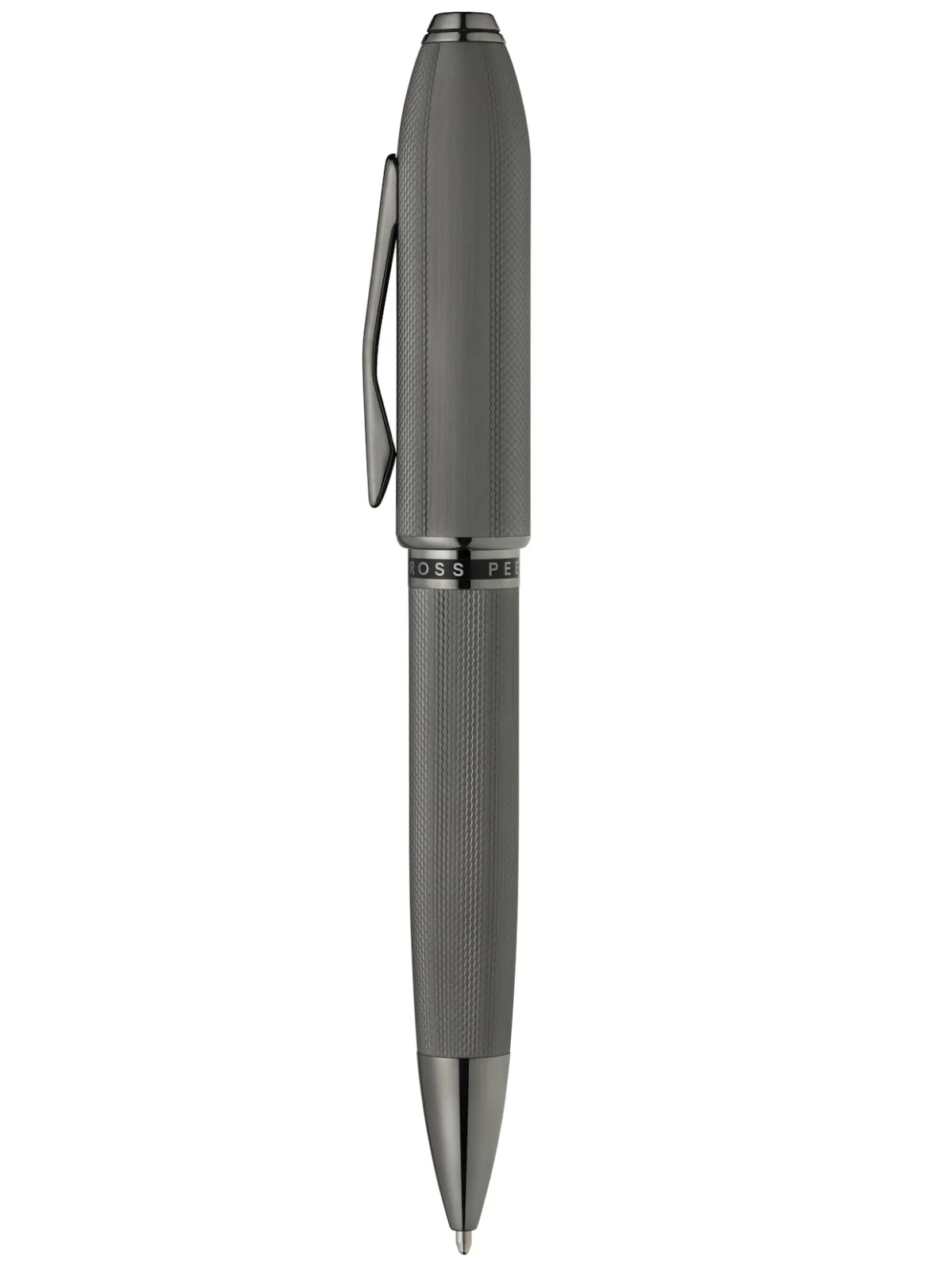Peerless™ Polished Slate Gray Engraved Diamond Pattern with Slate Gray PVD Appointments and Swarovski Crystal Ballpoint Pen - Image 3