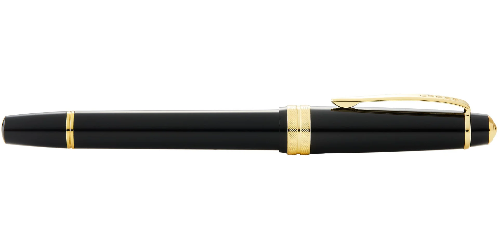 Bailey Light™ Polished Black Resin and Gold Tone Rollerball Pen - Image 6