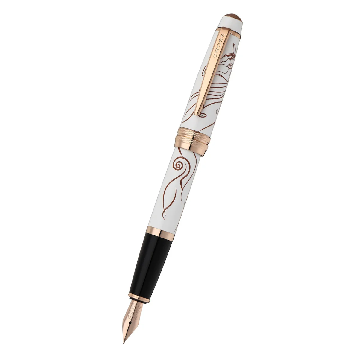Bailey Zodiac Year of the Horse White Lacquer Stainless Steel Medium Nib Fountain Pen - Image 4