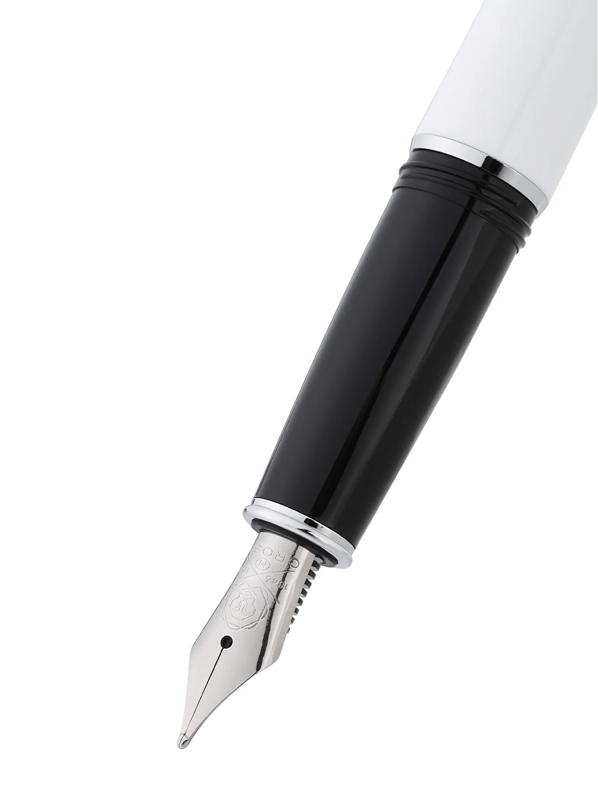 Lume Porcelain White with Polished Chrome Appointments and Polished Chrome Stainless Steel Medium Nib Fountain Pen - Image 2